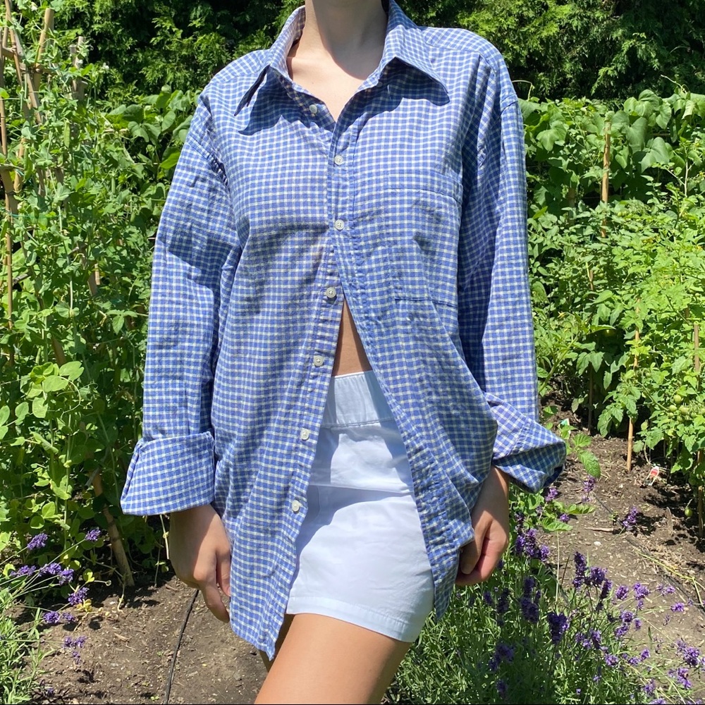 blue and yellow plaid button up shirt!